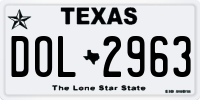 TX license plate DOL2963