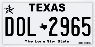 TX license plate DOL2965