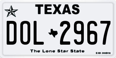 TX license plate DOL2967