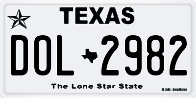 TX license plate DOL2982