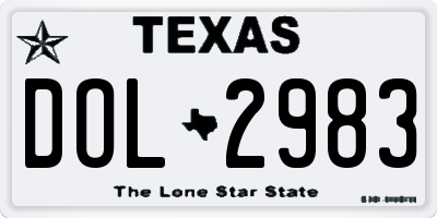 TX license plate DOL2983