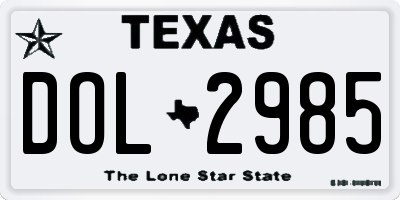 TX license plate DOL2985