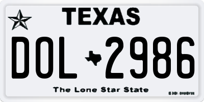 TX license plate DOL2986