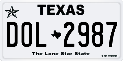 TX license plate DOL2987