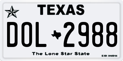 TX license plate DOL2988