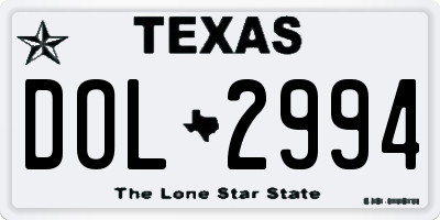 TX license plate DOL2994