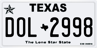 TX license plate DOL2998