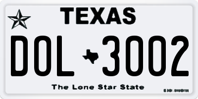 TX license plate DOL3002