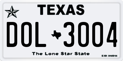 TX license plate DOL3004