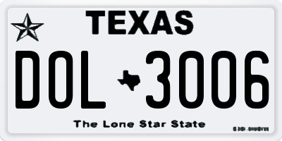 TX license plate DOL3006