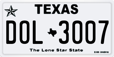 TX license plate DOL3007