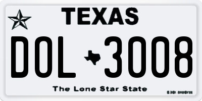 TX license plate DOL3008