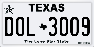 TX license plate DOL3009