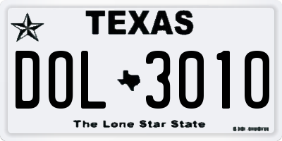 TX license plate DOL3010