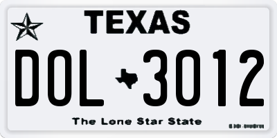 TX license plate DOL3012