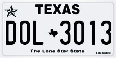 TX license plate DOL3013