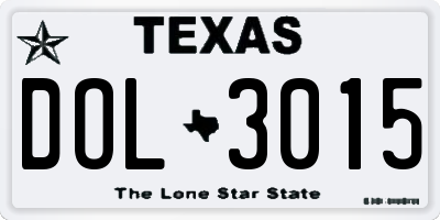 TX license plate DOL3015
