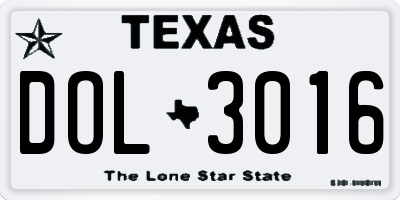 TX license plate DOL3016