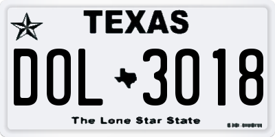 TX license plate DOL3018