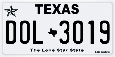 TX license plate DOL3019