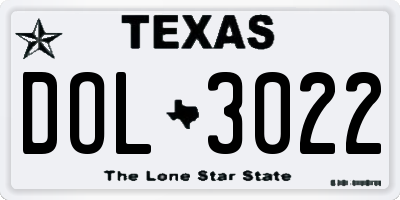 TX license plate DOL3022