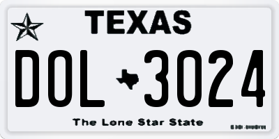 TX license plate DOL3024