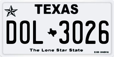 TX license plate DOL3026
