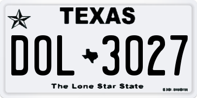 TX license plate DOL3027