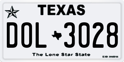 TX license plate DOL3028