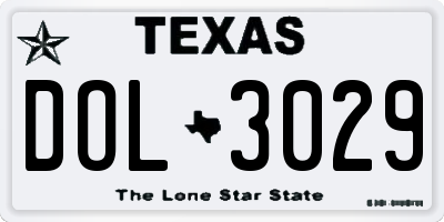 TX license plate DOL3029