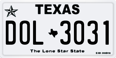 TX license plate DOL3031