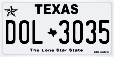 TX license plate DOL3035