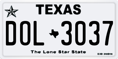 TX license plate DOL3037