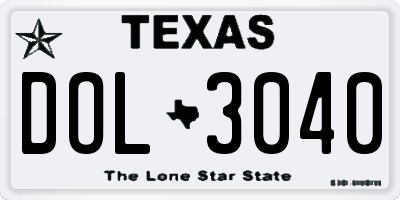 TX license plate DOL3040