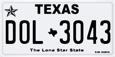 TX license plate DOL3043