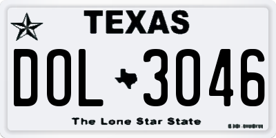 TX license plate DOL3046