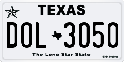 TX license plate DOL3050