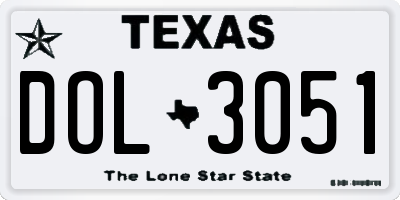 TX license plate DOL3051