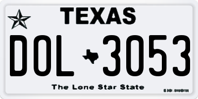 TX license plate DOL3053