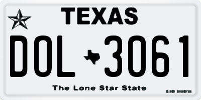 TX license plate DOL3061