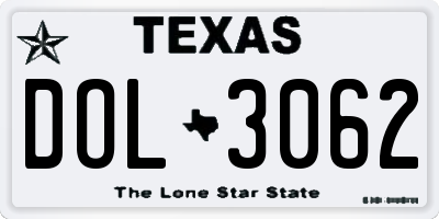 TX license plate DOL3062