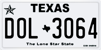 TX license plate DOL3064
