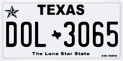 TX license plate DOL3065