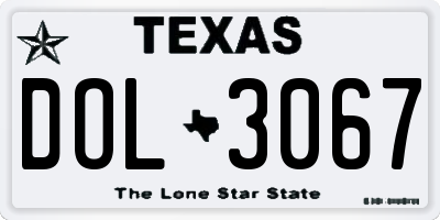 TX license plate DOL3067