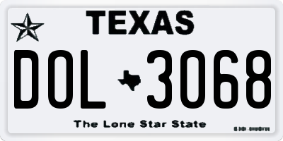 TX license plate DOL3068