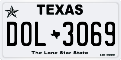 TX license plate DOL3069