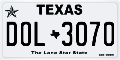 TX license plate DOL3070