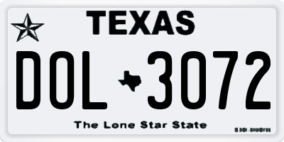 TX license plate DOL3072