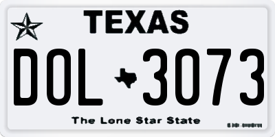 TX license plate DOL3073