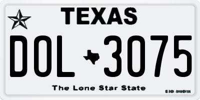 TX license plate DOL3075